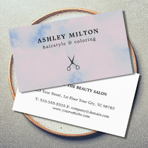 Minimal Pastel Black Scissors Hair Stylist Visitkort