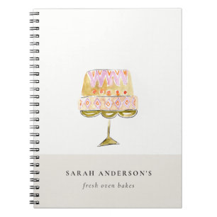 Minimal Pastel Colorful Watercolor Cake Bakery Anteckningsbok