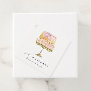 Minimal Pastel Colorful Watercolor Cake Bakery Gåvor Etiketter