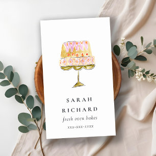 Minimal Pastel Colorful Watercolor Cake Bakery Visitkort