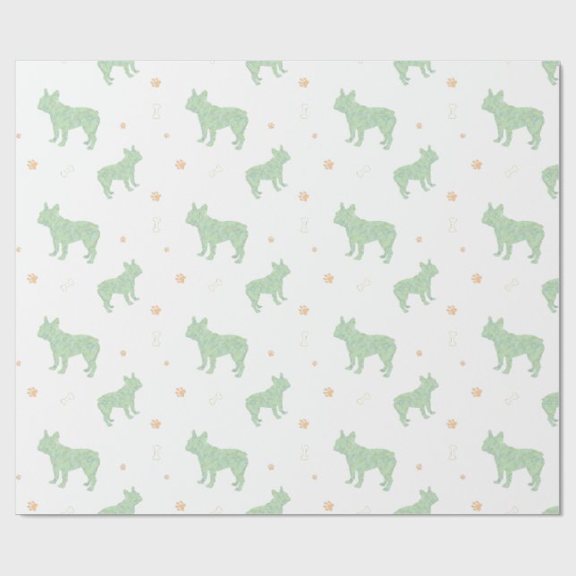Minimal pastel mint french bulldog wrapping paper presentpapper (Platt)
