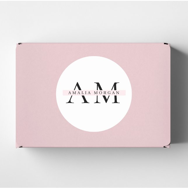 "Minimal Pastel Rosa Initial & Namn Personlig S Runt Klistermärke (Skapare uppladdad)