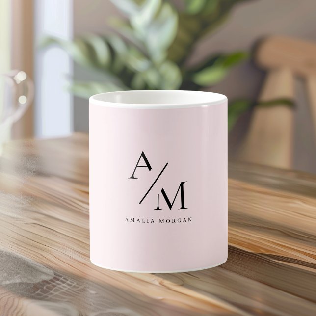 Minimal Pastel-Rosa - initiering och Personlig Kaffemugg (Skapare uppladdad)
