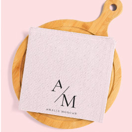 Minimal Pastel-Rosa - initiering och Personlig Kökshandduk