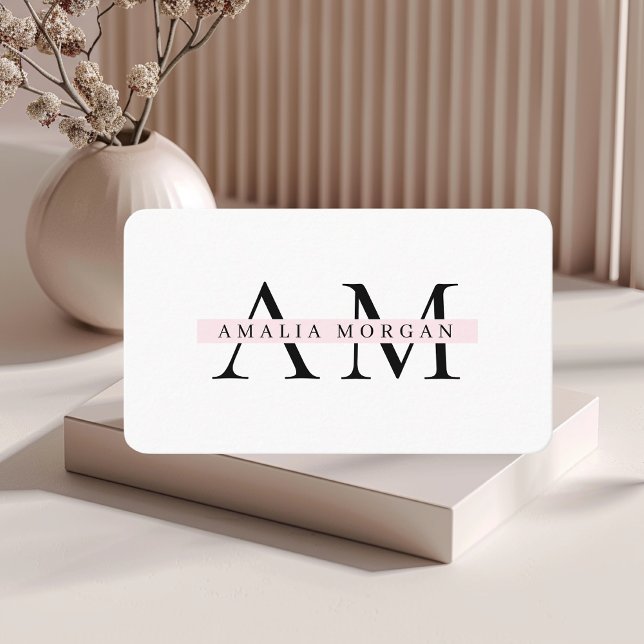 Minimal Pastel-Rosa - initiering och Personlig Visitkort (Skapare uppladdad)