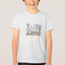 Minimal Pastel Steam Train Illustration T Shirt