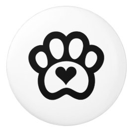 Minimal Paw Print With Heart Pet Symbol Knopp