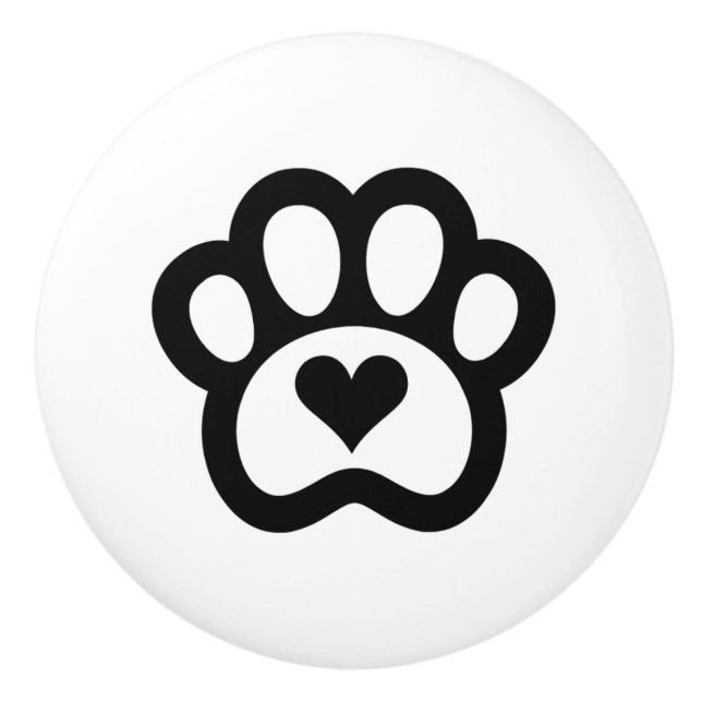 Minimal Paw Print With Heart Pet Symbol Knopp (Framsidan)