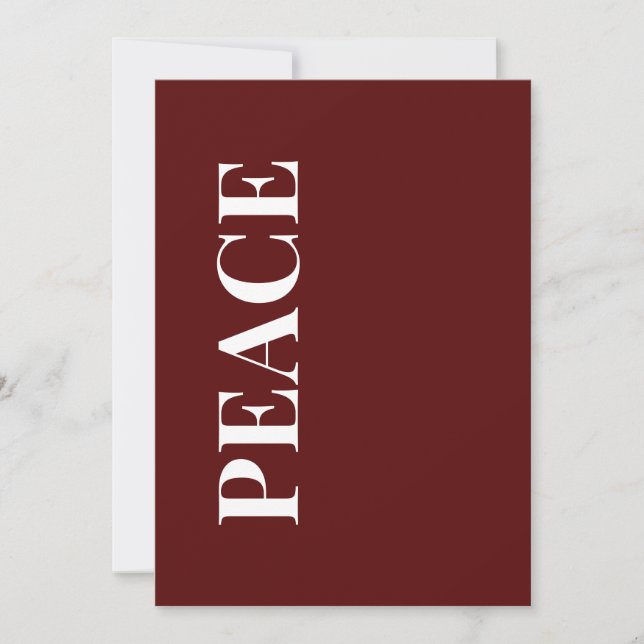 Minimal PEACE | Deep Red Holiday Greeting Card Julkort (Framsida)