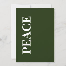 Minimal PEACE | Forest Green Holiday Greeting Card Julkort