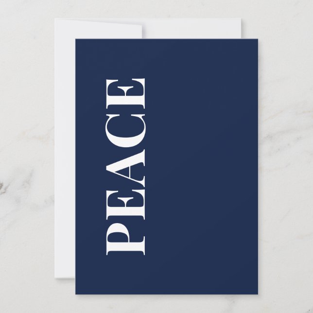 Minimal PEACE | Navy Blue Holiday Greeting Card Julkort (Framsida)