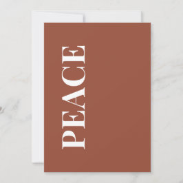 Minimal PEACE | Terracotta Holiday Greeting Card Julkort