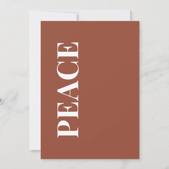 Minimal PEACE | Terracotta Holiday Greeting Card Julkort (Framsida)
