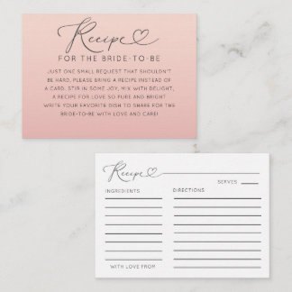 Minimal Peach & Pink Ombre Recipe Card Tilläggskort