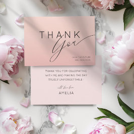 Minimal Peachy Pink Ombre Thank You Bridal Shower  Tack Kort