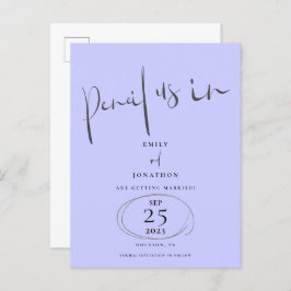 Minimal penna i skriptlavender Spara datumet Meddelande Vykort