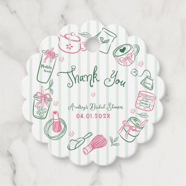 Minimal Perfekt Matcha  Bröllopsfest Tack Gåvor Etiketter (Framsida)