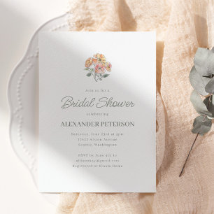 Minimal persika blommande bröllopsdusch Elegant sk Inbjudningar
