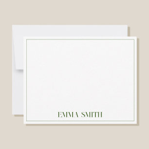 Minimal Personlig för Grönt av Chic, Monogram Anteckningskort