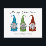 Minimal Personlig Gonk-julfotfoto för Helgdag Vykort<br><div class="desc">Skicka din familj och dina vänner det här fantastiska förenklade julklappet till fotovykortet den här helgdag. Med 3 gonkar/gnomer, texten "GOD JUL och familjen namn. Baksidan av postkortet har en textmall som lyder: "VAD A YEAR!, A world pandemic, home schooling, working from home, isolating, ansikte masks, hand sanitizer, panikköp, loo...</div>