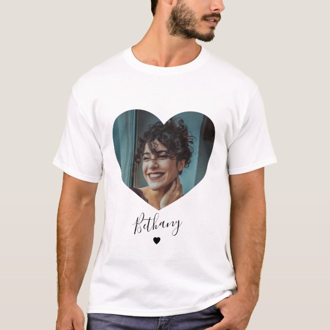 Minimal personlig hjärta foto T-shirt (Framsida)