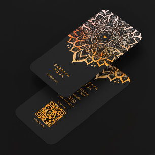 Minimal Personlig Tränare Svart Orange Mandala Visitkort