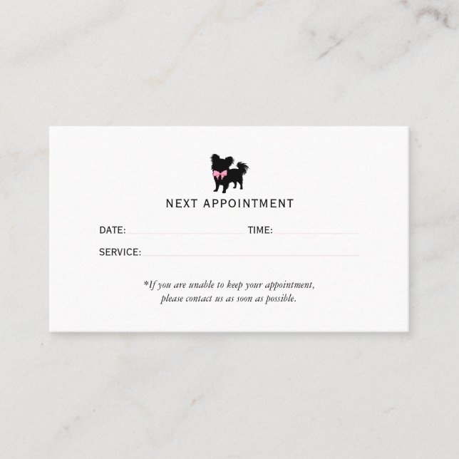 Minimal Pet Silhouette Dog Grooming Tidsbeställning Kort (Framsida)