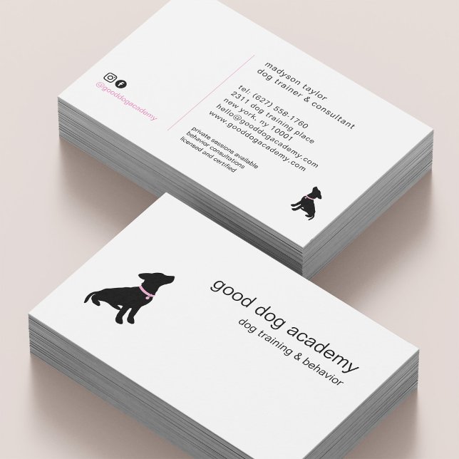 Minimal Pet Silhouette Dog Training Visitkort (Skapare uppladdad)