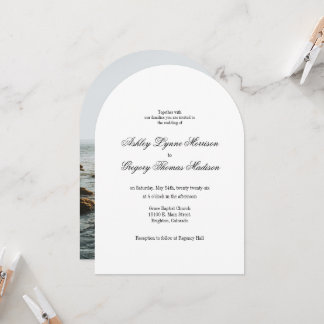Minimal Photo Arch Shaped Wedding Invitation Inbjudningar
