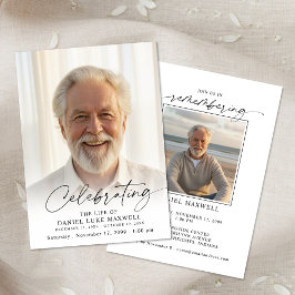 Minimal Photo Celebration of Life Funeral Memorial Inbjudningar