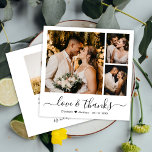 Minimal Photo Collage Kärlek och Tack Bröllop<br><div class="desc">Elegant Simle Minimalist Kärlek and tack Script 3 Photo Collage anpassningsbar personlig Bröllop - tackkort. Snyggt bröllop tackar dig för att du har en kortmall med tre (3) foto på framsidan (fotokollage) och ett foto på baksidan. Med texten "Kärlek och tack" i ett snabbt och välskrivet typsnitt för typografi swash-svan...</div>