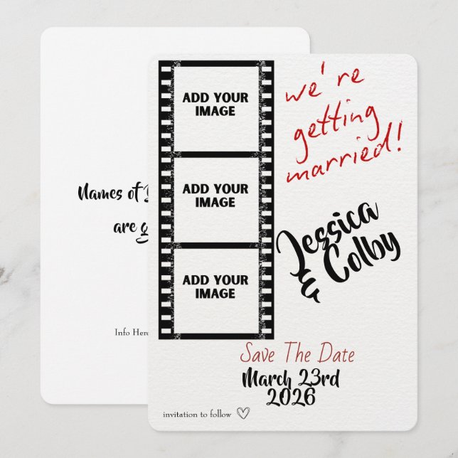 Minimal Photo Save the Date Custom Modern Spara Datumet (Fram/baksida)