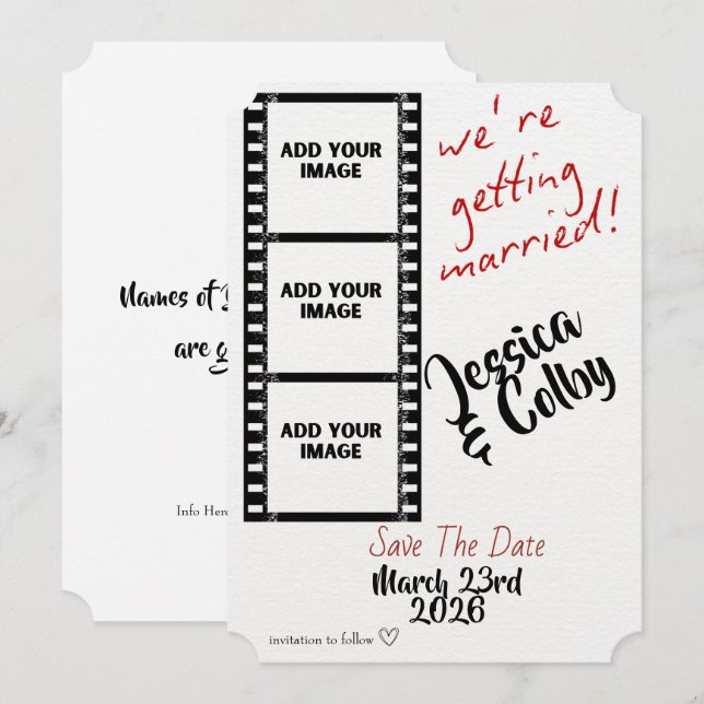 Minimal Photo Save the Date Custom Modern Spara Datumet (Fram/baksida)