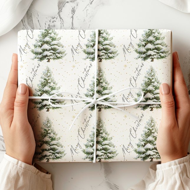 Minimal Pine Tree Merry Christmas Presentpapper (Skapare uppladdad)