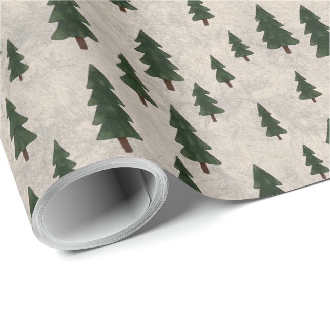 Minimal Pine Trees Pattern Wrapping Paper Presentpapper (Rullad Hörn)