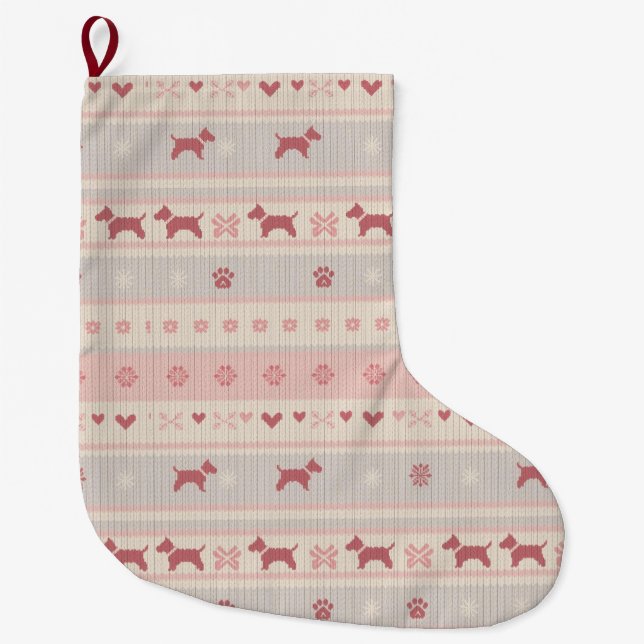 Minimal Pink Scandinavian Dog Stocking | Nordic Stor Julstrumpa (Framsidan)