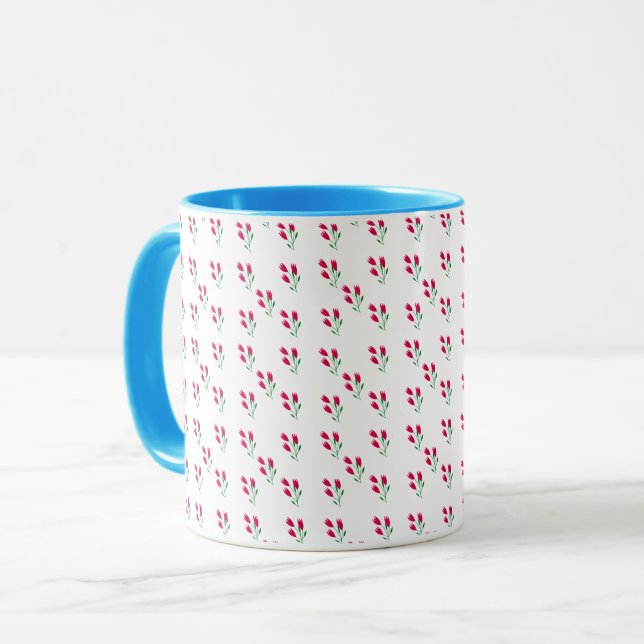 Minimal Pink Tulip Floral Pattern  Mugg (Framsida vänster)