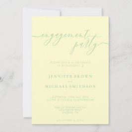 Minimal Pistachio & Cream Elegant Engagement Party Inbjudningar