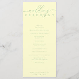 Minimal Pistachio & Cream Script Wedding Ceremony Program