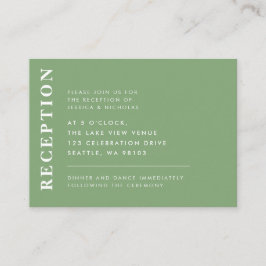Minimal Pistachio Modern Wedding Reception Tilläggskort