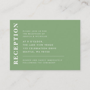 Minimal Pistachio Modern Wedding Reception Tilläggskort