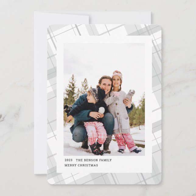 Minimal Plaid En Foto Vit Vertikal Julkort (Framsida)