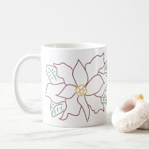 Minimal Poinsettia Line Teckning Mugg