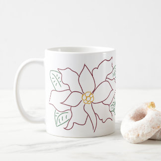 Minimal Poinsettia Line Teckning Mugg