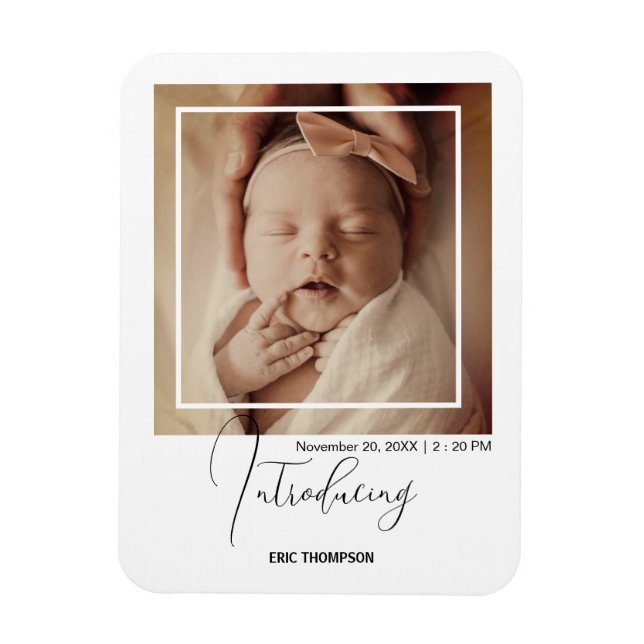 Minimal Polaroid Photo Frame Birth Announcement  Magnet (Vertikal)