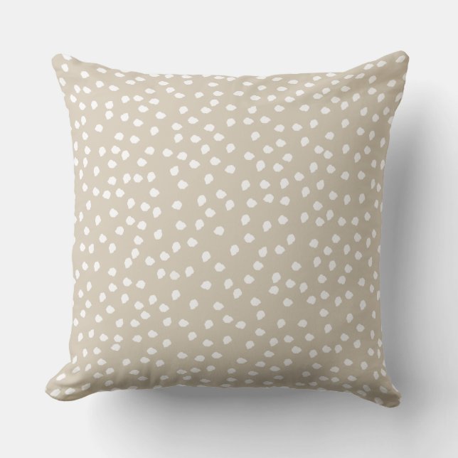 Minimal Polka Dot Beige och White Kudde (Framsida)