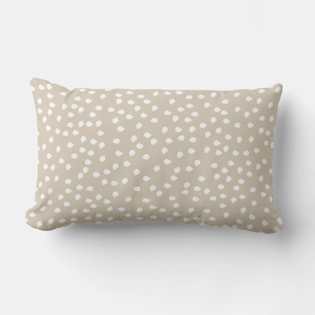 Minimal Polka Dot Beige och White Lumbarkudde (Framsida)