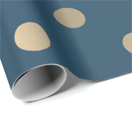 Minimal Polka dots Blue Navy Guld Sepia Metall Fau Presentpapper