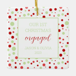 Minimal Polka punkt 1 Foto Första jul Engagerad Julgransprydnad Keramik