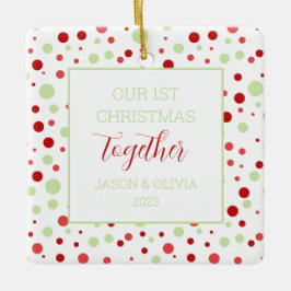 Minimal Polka punkt 1 Foto Första jul tillsammans Julgransprydnad Keramik